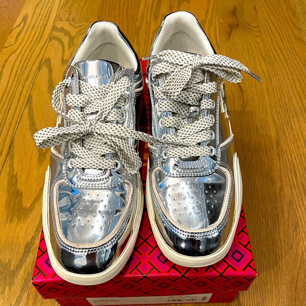 Tory Burch Clover Court Metallic Sneakers 7.5